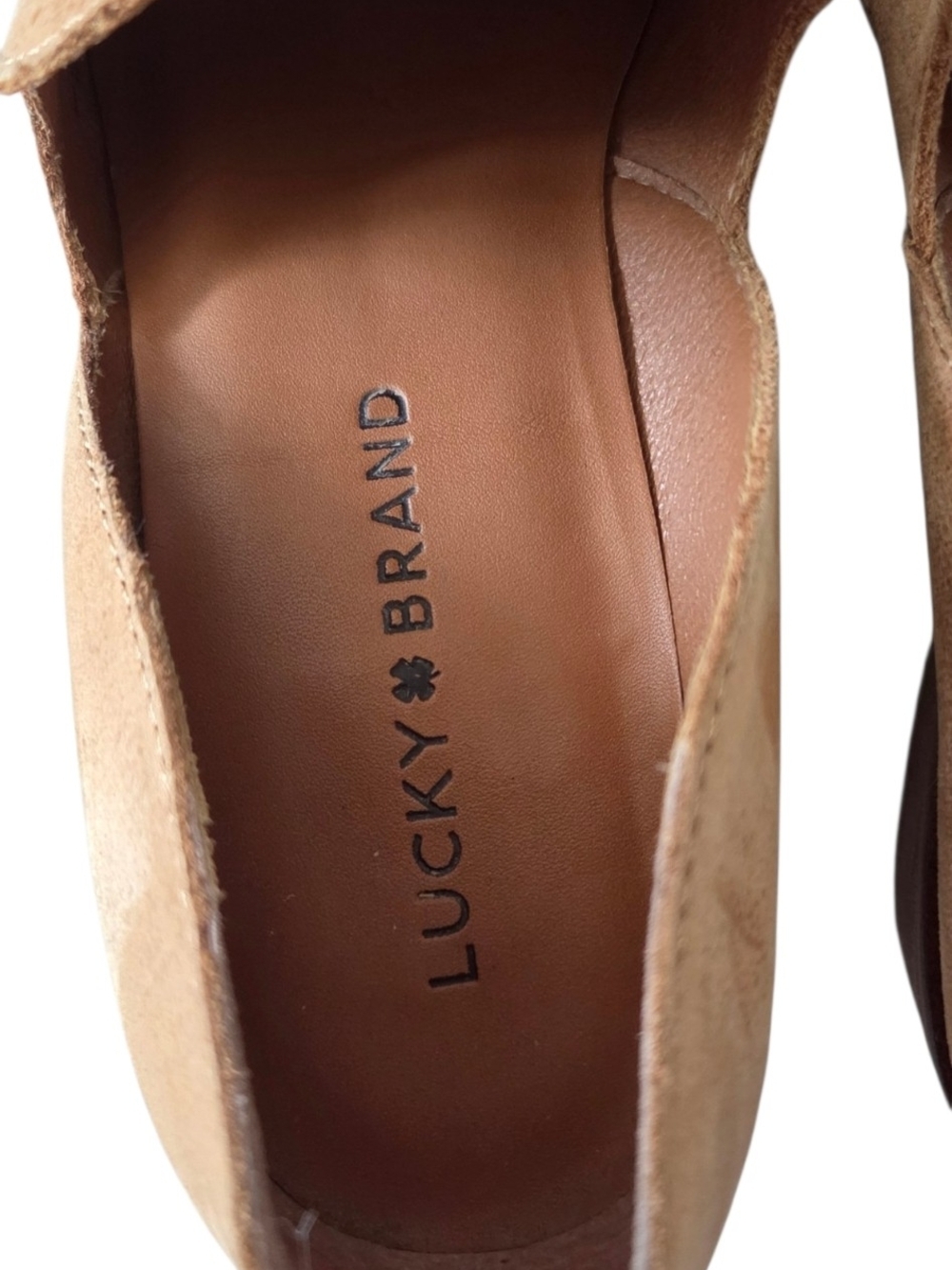 Lucky Brand Mahzan Leather Loafers Women's Size 7M Tan Pointed Toe Slip On - Picture 4 of 8